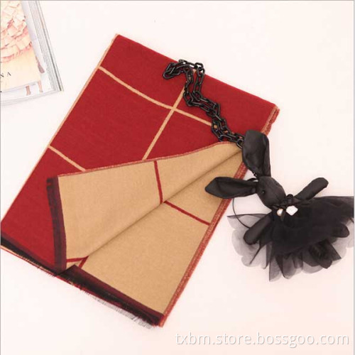 Long fall and winter fashion warm plaid dual-sided cashmere scarf